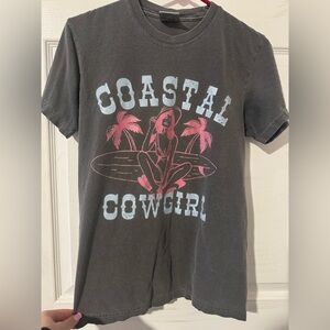 Comfort Colors Women's Gray Coastal Cowgirl Tee Size Small